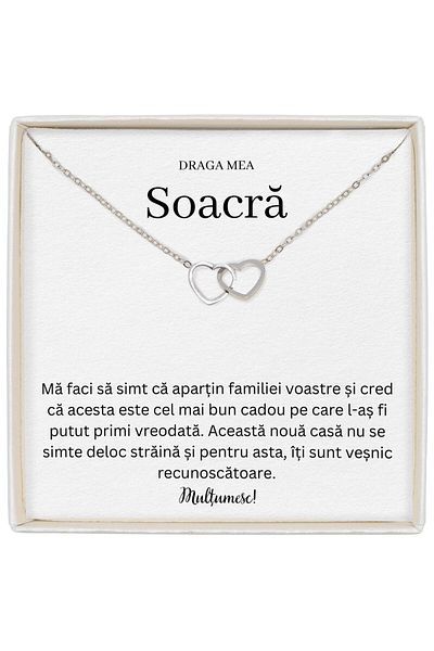 The Jewel Heart Elegant Necklace For Mother-in-Law, Hearts And Message From The Soul, 39+5 cm