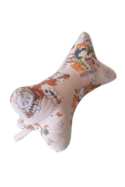 MAGIC DECO WORLD "Happiness is cat" decorative pillow with ergonomic design, for relaxation, reading, traveling