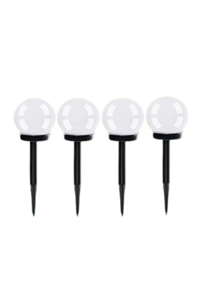 OEM Set 4 lămpi solare pentru grădină exterioară, formă de glob, impermeabile, IP65, înălțime 22 cm, alb/negru