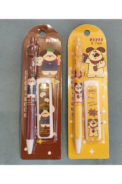ada çanta kırtasiye Pencil with Lead 0,7 with Teddy Bear Figure and Pencil Tip 2 Packs (Dark Coffee)
