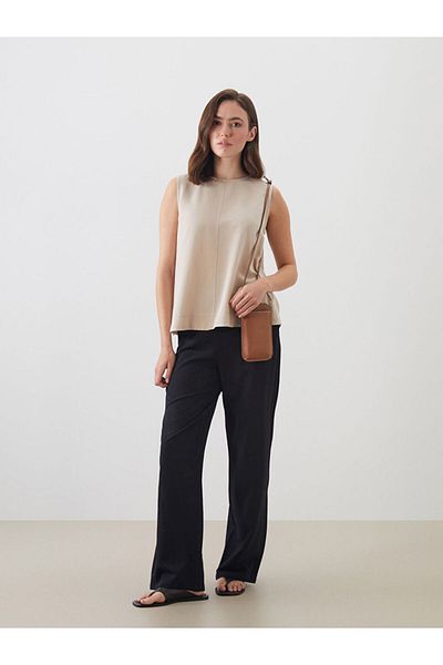 LC Waikiki New Season Crew Neck Linen Blend Blouse - S5Ni53Z8