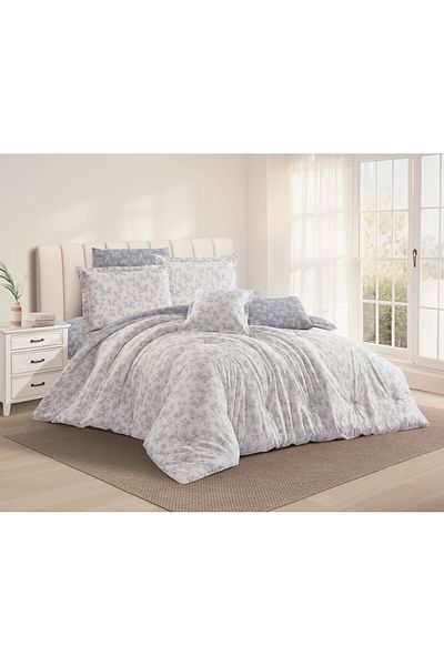Levore Livori 7-piece comforter set, 100% soft cotton, double-sided, heavy filling, and elegant design