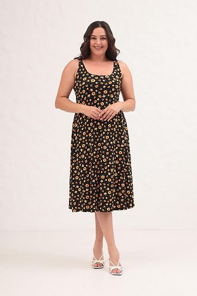 Truva XXL Comfort and Elegance with You in This Plus Size Dress with Floral Print and Thick Straps!