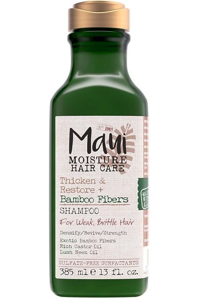 Maui Moisture Thicken & Restore + Bamboo Fiber Sulfate Free Shampoo, 13 Ounce