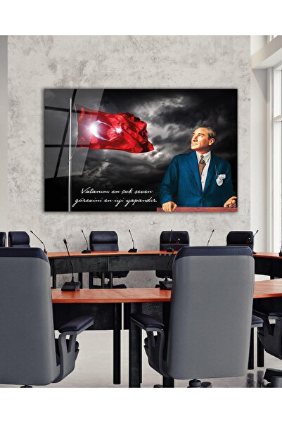 idealizbiz Τουρκική σημαία και ο Ατατούρκ Γυάλινη ζωγραφική Ο μοντέρνος οικια...