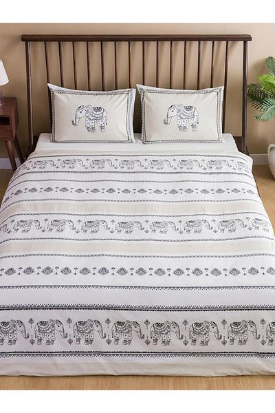 LC Waikiki طقم غطاء لحاف مزدوج مطبوع على شكل فيل (W3)