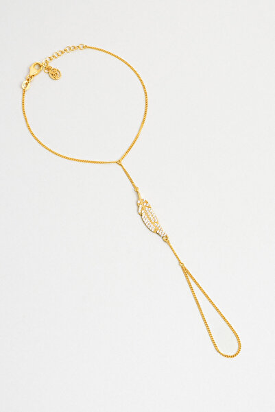 So CHIC... Defne Yaprağı 18 Ayar Sarı Altın Kaplama 20 Cm Gümüş Şahmeran