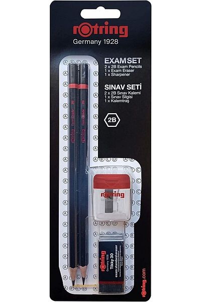 Rotring 4 Piece Exam Set - Exam Pen, Eraser, Pencil Sharpener