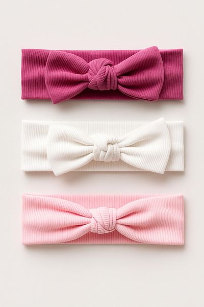 Magu Σετ μπαντάνα με φιόγκο 3 τεμαχίων Baby Girl Cotton Rib