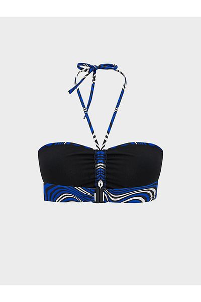 LC Waikiki Lcw Dream Blue Patterned Women's Bikini Top with Removable Pad