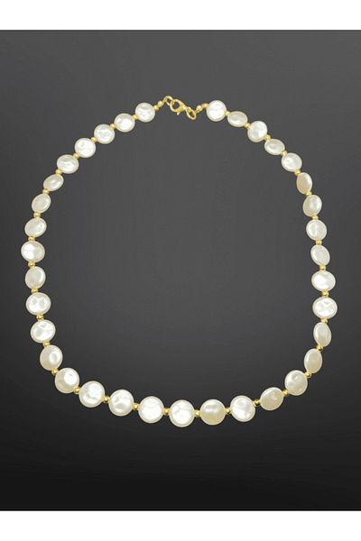FM Flat Detail Bohemian Stylish Pearl Model Shining Bijoux Necklace |   Minimalist Design