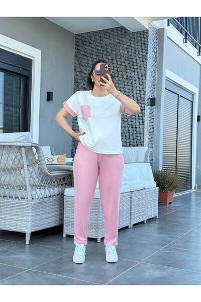 ALPACO Γυναικείο Κρυστάλλινο Ύφασμα Σετ Δύο Τεμαχίων με Λεπτομέρεια συνδυασμός υφασμάτων Τσέπες -ΣΥΛΛΟΓΗ