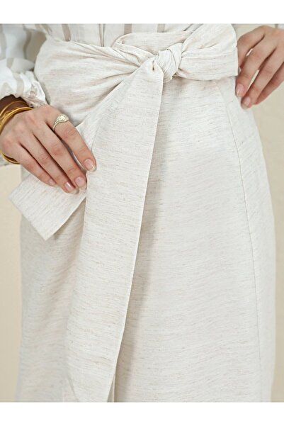 ALPACO Fusta de in cu legare laterala - Bej