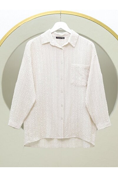 COjans Single Pocket Buttoned Crinkle Tunic -Cream -Collection