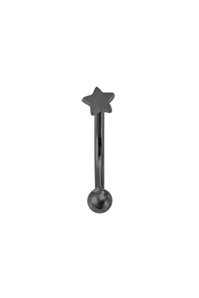 Cadının Dükkanı Çelik Siyah Yıldız Kaş Piercing (Kalınlık 1,5 mm)