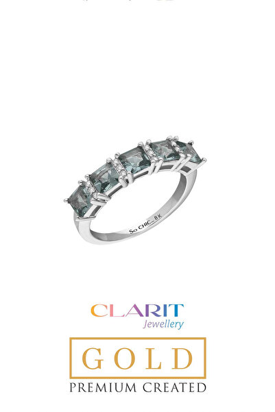 So CHIC... Created Alexandrite Taşlı Clarit Serisi Beyaz Altın Beştaş Yüzük