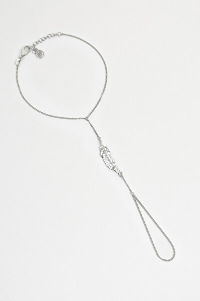 So CHIC... Defne Yaprağı 18 Ayar Beyaz Altın Kaplama 20 Cm Gümüş Şahmeran