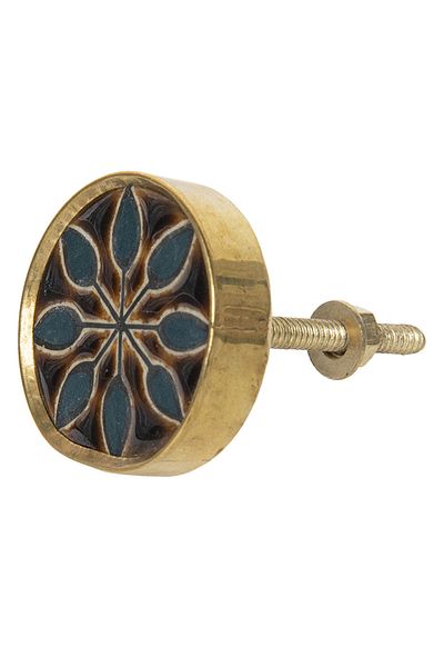 Clayre & Eef Multicolor Ceramic and Iron Furniture Knob 4x2 cm