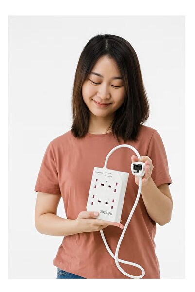 powermax MX52 8-in-1 Power Socket Extension Plug – 2500W 4 Power Socket + 3 USB + 1 PD |3M