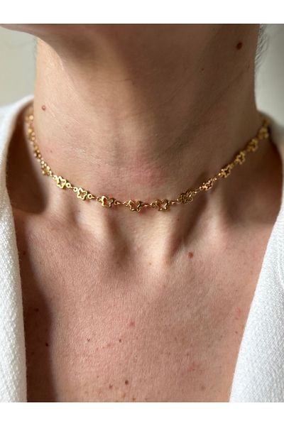 Rossetto Atelier Gold butterfly choker necklace