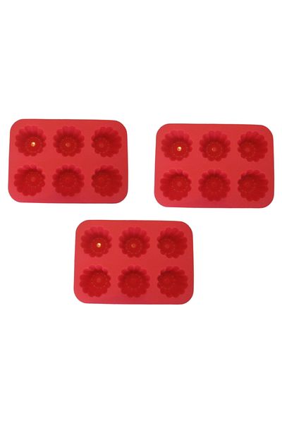 OEM Set of 3 cake molds, 12.5 x 9 cm, silicone, red