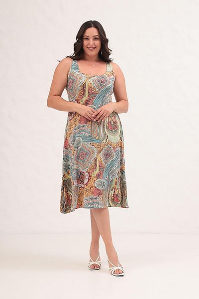 Truva XXL Comfort and Elegance with the Thick Strap Patterned Plus Size Dress!