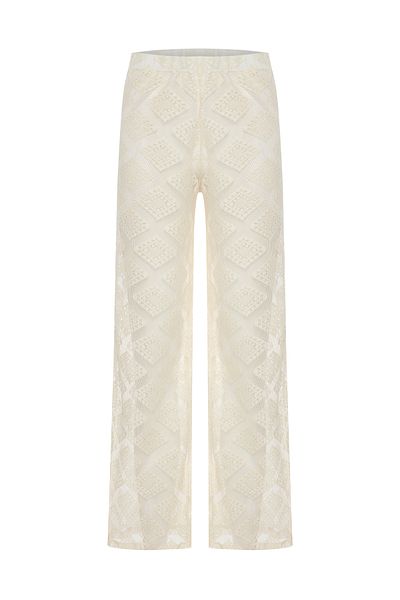 AQUELLA Ecru Cotton Lace Trousers