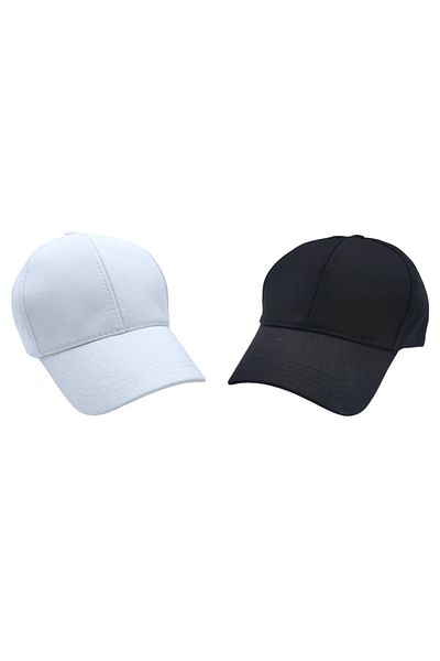AXE SPORTSWEAR Summer 2-Piece Black and White Adjustable Velcro Back Sports Baseball Cap Hat