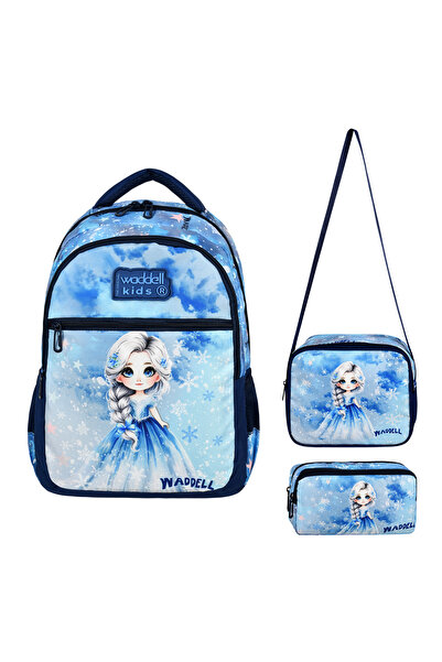 Niss Store Ice Girl Themed Primary School Backpack, Lunchbox and Pen Holder