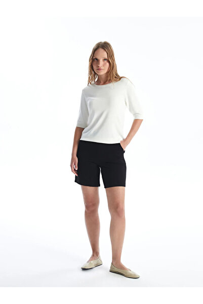 LC Waikiki Lcwaikiki Basic Black Women's Elastic Waist Straight Shorts