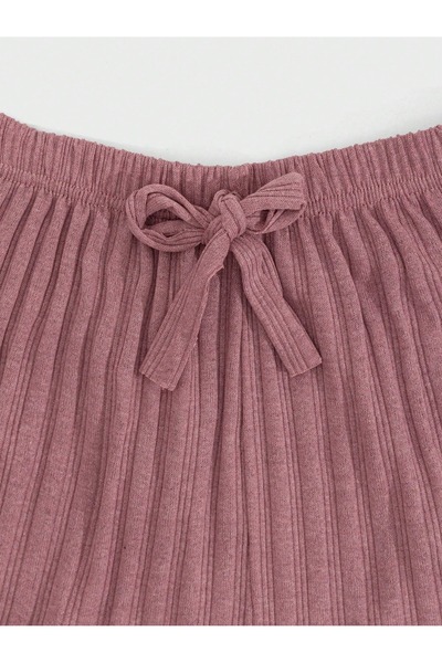 FORVENS 3'Lü Nefes Alan Kumaş Kurdele Bel Detaylı Baskılı Cepsiz Kadın Pijama Altı