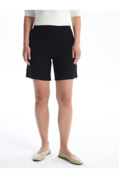 LC Waikiki Lcwaikiki Basic Black Women's Elastic Waist Straight Shorts