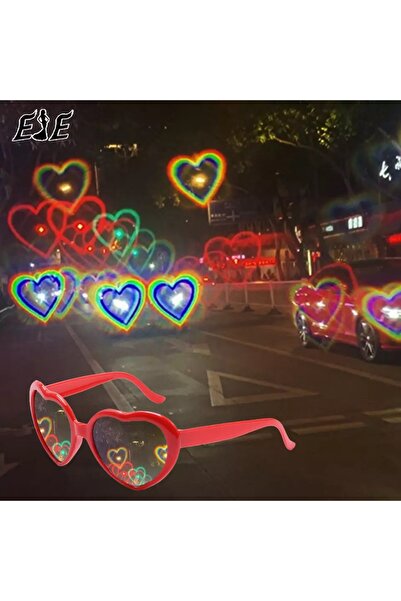 seyuse Kalp Efektli Gözlük Kırmızı