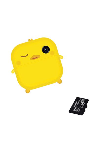 THD 32 Gb Memory Card Photo-Video Camera For Children, Pixels M2, Thermal Printer, Yellow