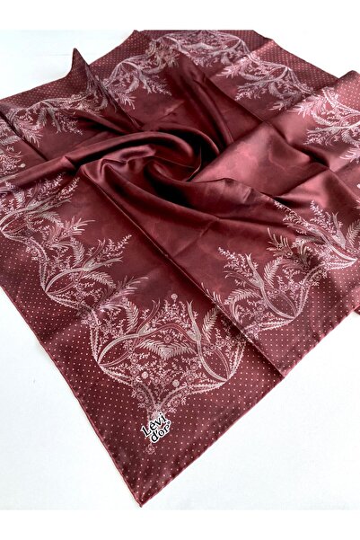 Levidor Tivil Чистий шовковий шарф 48979 Бордовий змішаний візерунок