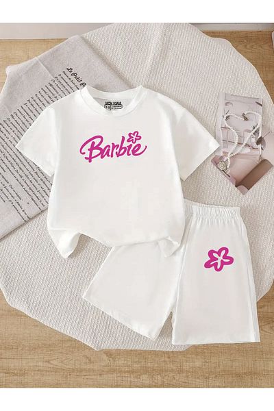 Lazy Koala Kids Shorts T-Shirt Set Set of 2 - Barbie Printed Set (Age 3-14)