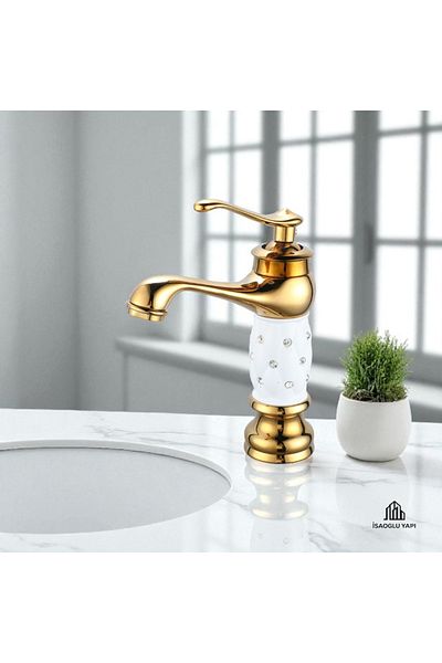 İSAOĞLU YAPI Gold Sink Faucet Special Series Vintage Design Sink Faucet Gold