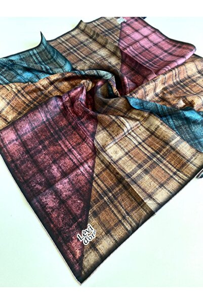 Levidor Eșarfă de mătase Tivil 48914 Maro cu model mixt