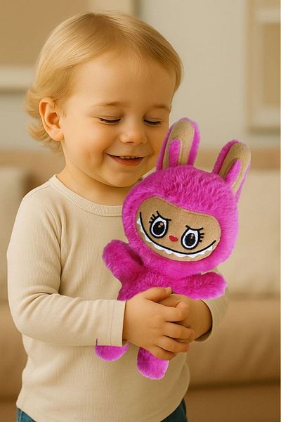 hediyeşansı Labubu Plush Toy 30 cm – Cute and Soft Character Toy Fuchsia