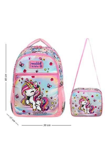 Niss Store New Unicorn Themed Primary School Backpack and Lunch Bag