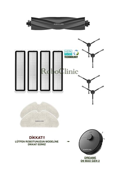 Roboclinic Perie compatibilă cu aspiratorul robot Dreame D9 Max Gen 2, filtru...