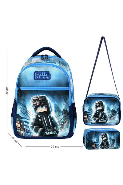 Niss Store Set rucsac, cutie de prânz și suport pentru stilou pentru școala primară tematică Robloks