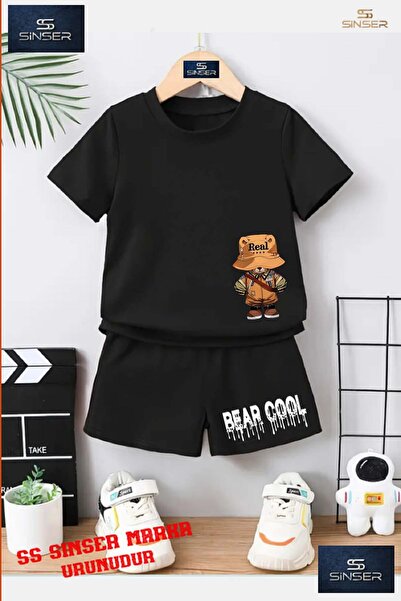 SS SİNSER Children's Unisex “Bear Brown Real Sapkali“ Custom Printed Crew Nec...
