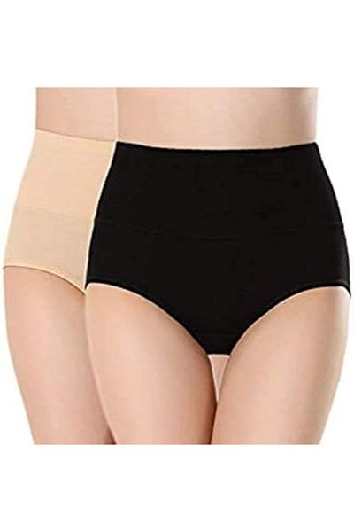 Glamroot Women's Cotton High Waist Full Coverage Tummy Control Panty, Size (M-XXL)