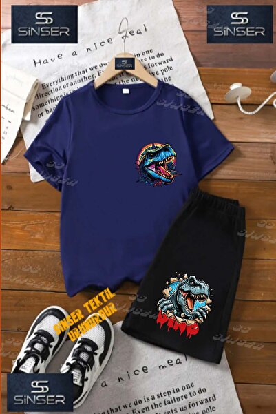 SS SİNSER Tricou cu gât rotund cu imprimeu special „DINOSAUR COLORFUL HEAD” U...