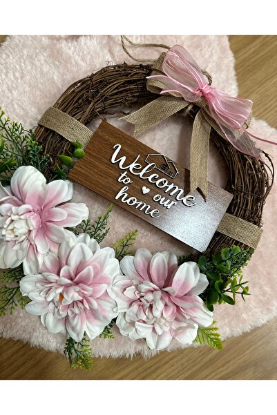 Marrone Στολίδι πόρτας Ροζ Αστέρι Λουλουδένιο στεφάνι
