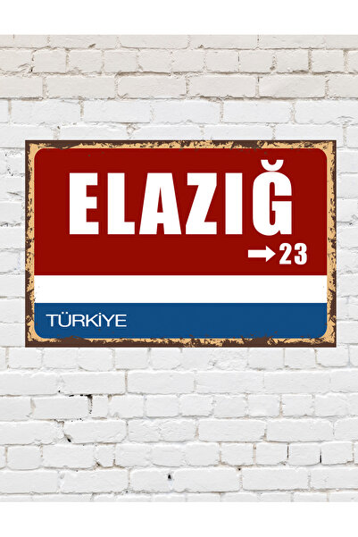 TABLOX Elazığ 23 Dekoratif Şehir Plaka Retro Tablo MDF Ahşap Tablo Sokak Tabe...