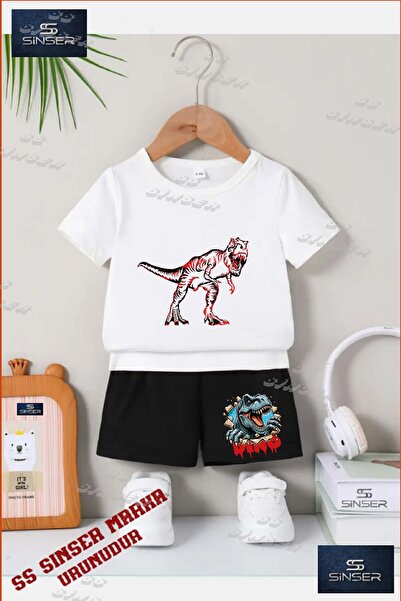 SS SİNSER Παιδικό UNISEX T-shirt με ιδιαίτερο σχέδιο "DINOSAUR RED PATTERN" μ...