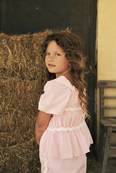 Fahhar Kids Drawstring Cotton Suit Light Pink