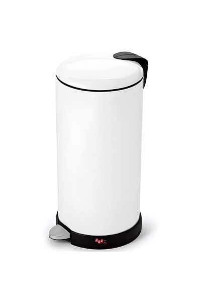 AKC 27L Stainless Steel Pedal Trash Can – Modern White Powder-Coated Waste Bin with Slow-Close Lid